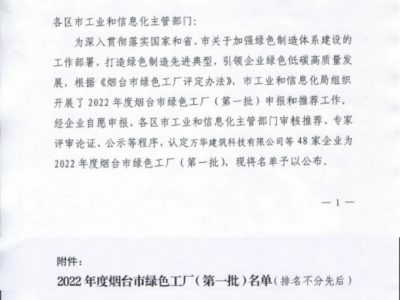 赏金国际机械获评2022年度乌兰察布市绿色工厂